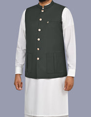 D Green Plain Waist Coat WC2625S-38