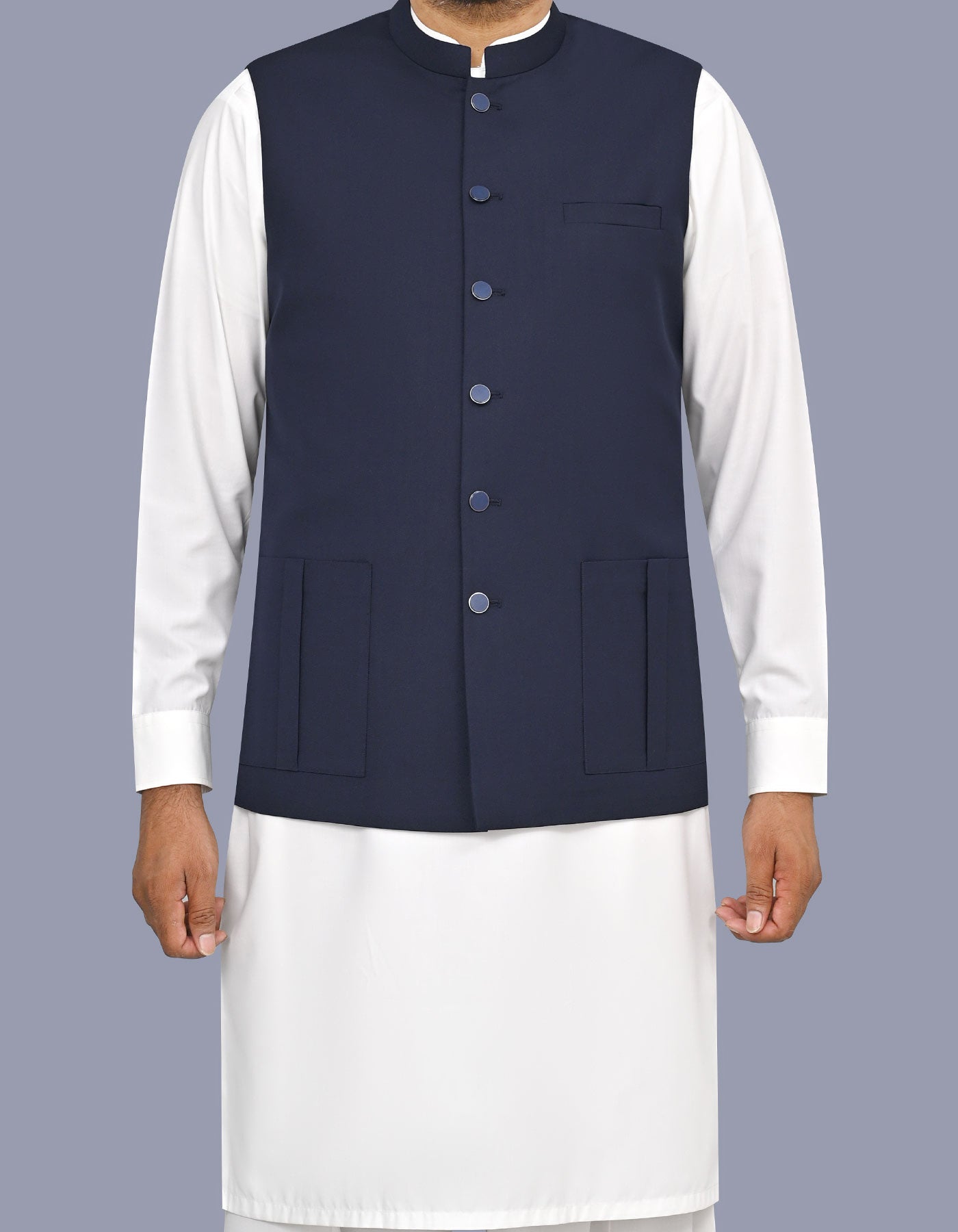 Navy Plain Waist Coat WC2626S-34