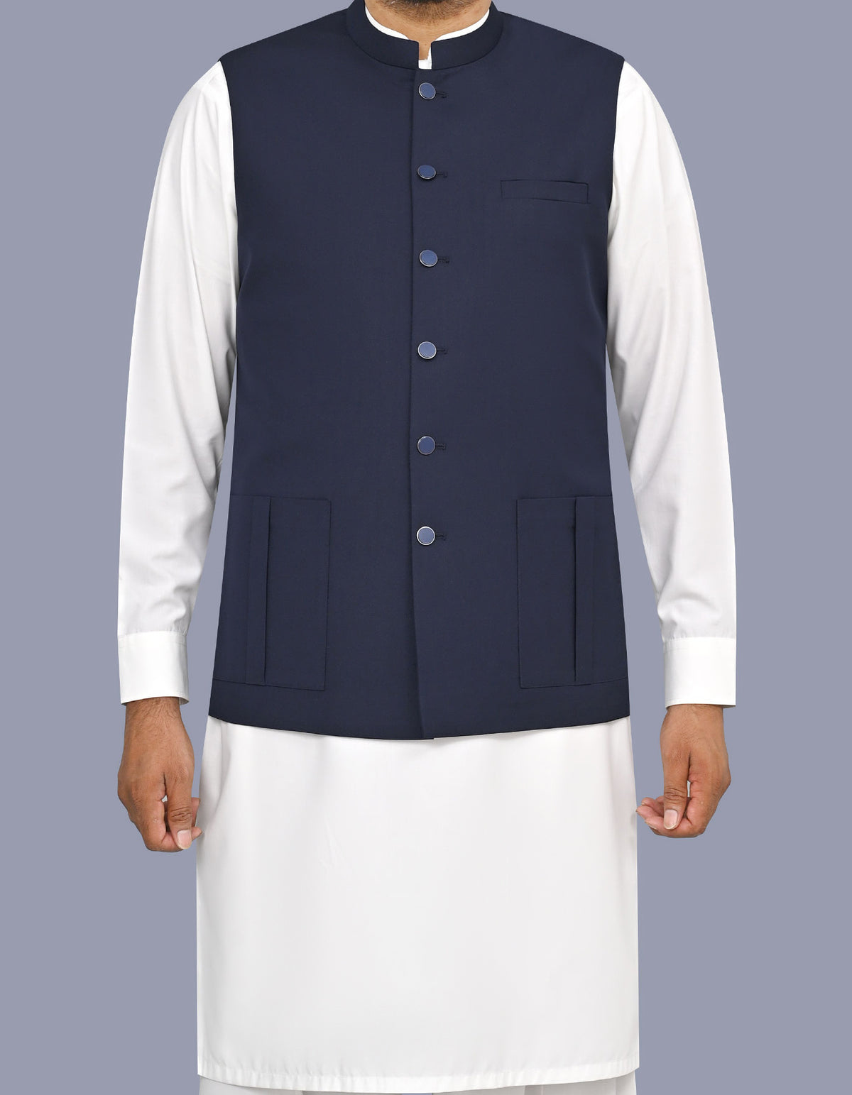 Navy Plain Waist Coat WC2626S-34