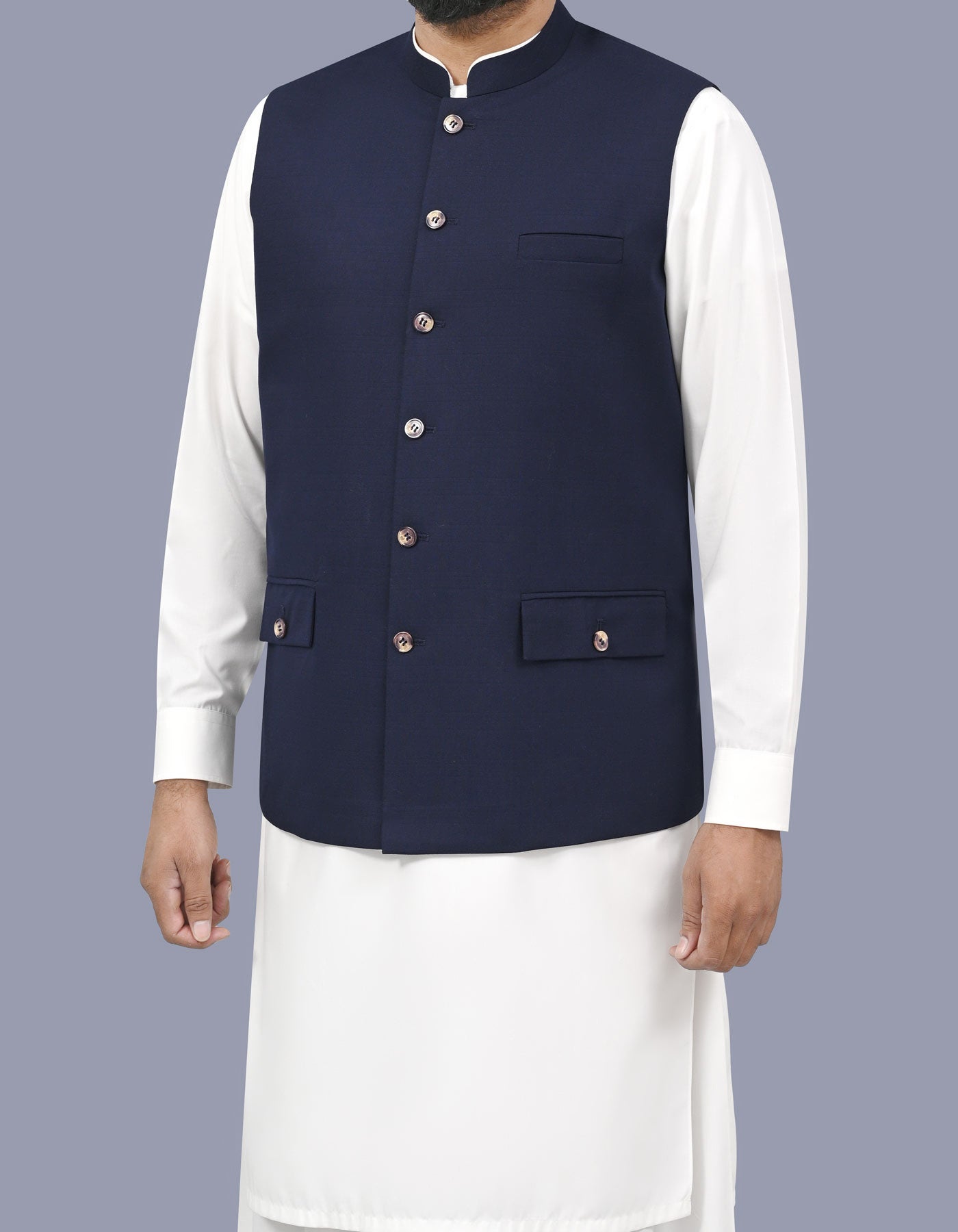Navy Check Waist Coat WC2640C-38