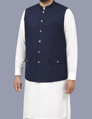 Navy Check Waist Coat WC2640C-38