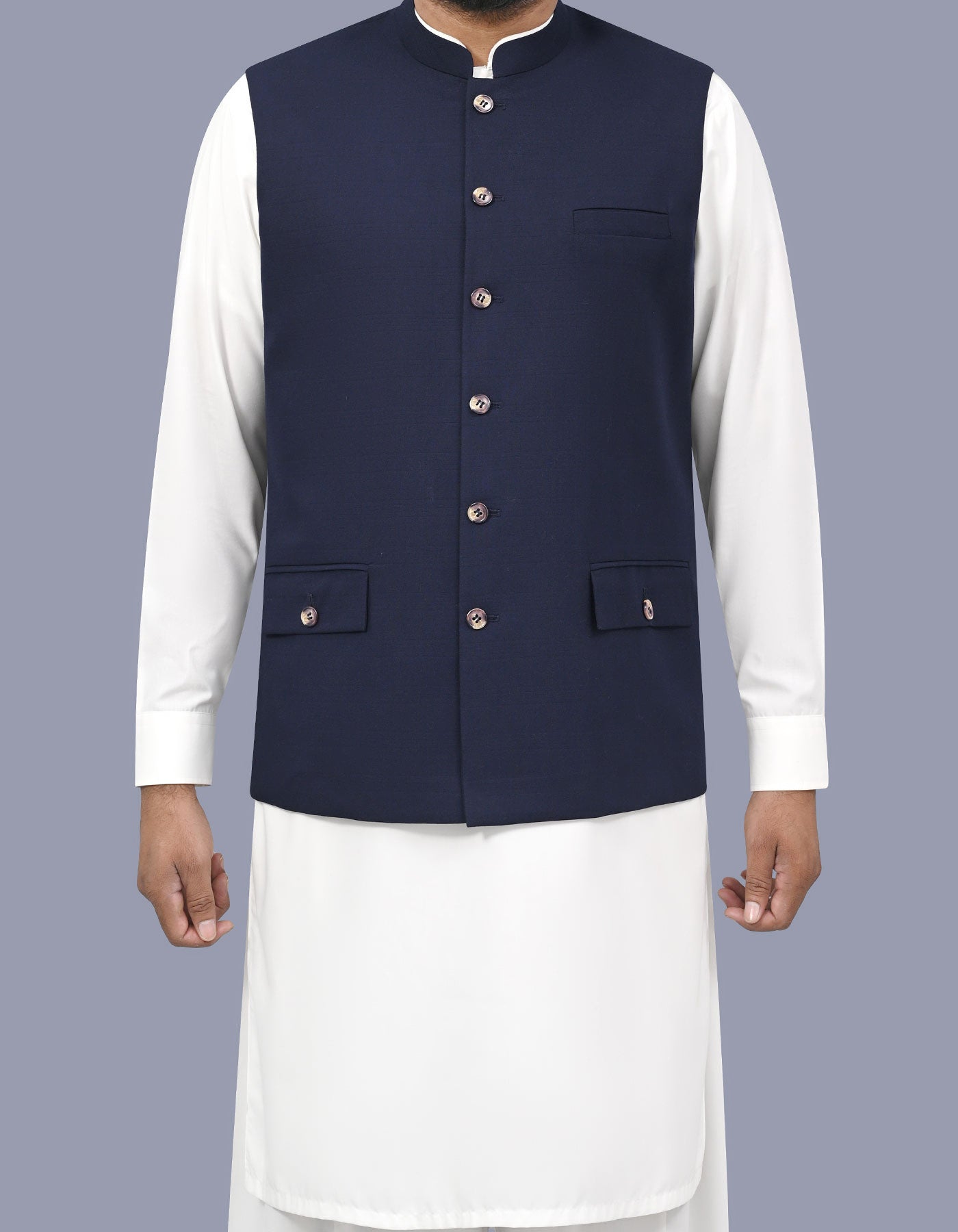 Navy Check Waist Coat WC2640S-34