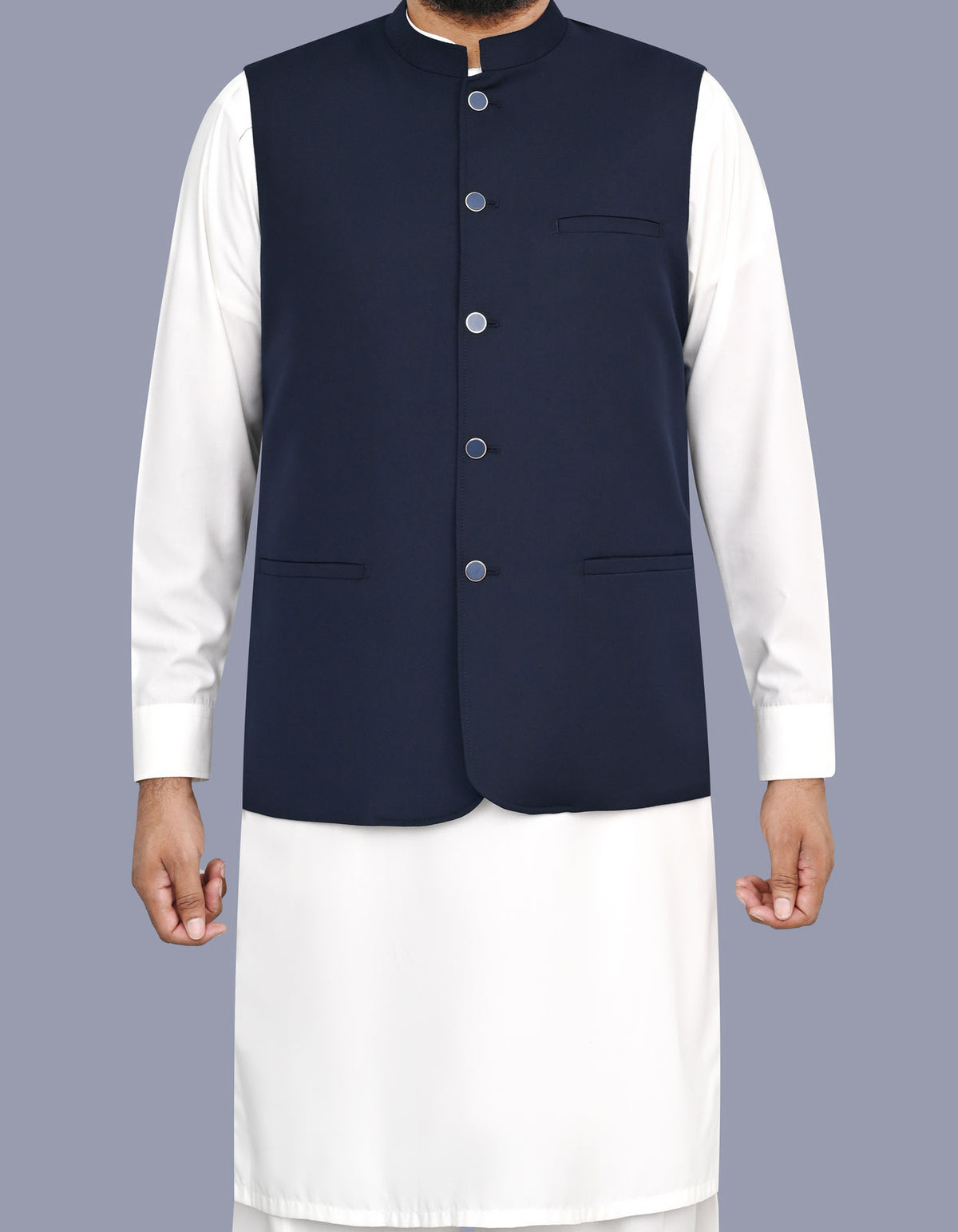 Navy Plain Waist Coat WC2642S-34