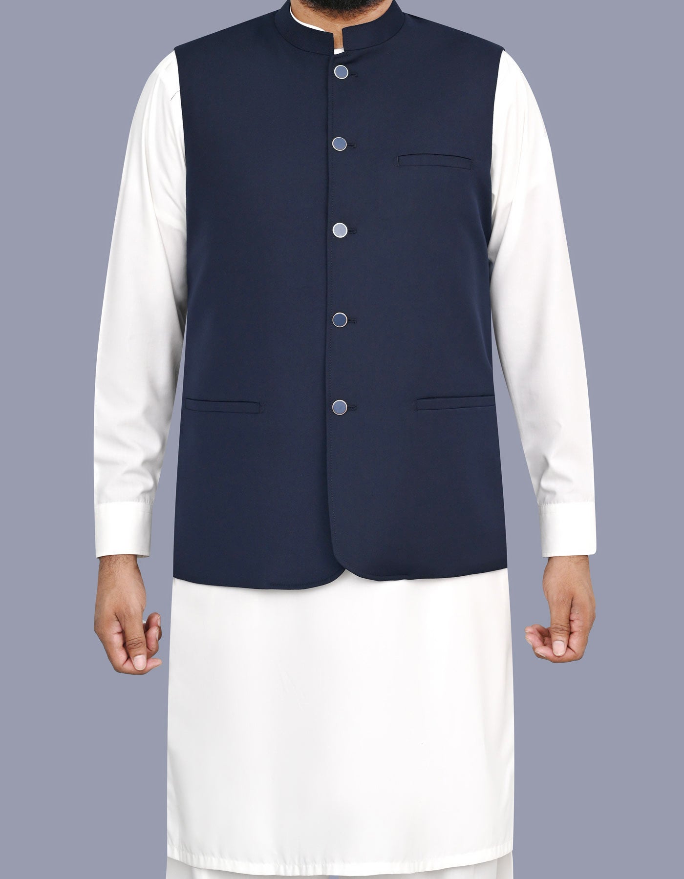 Navy Plain Waist Coat WC2643S-34