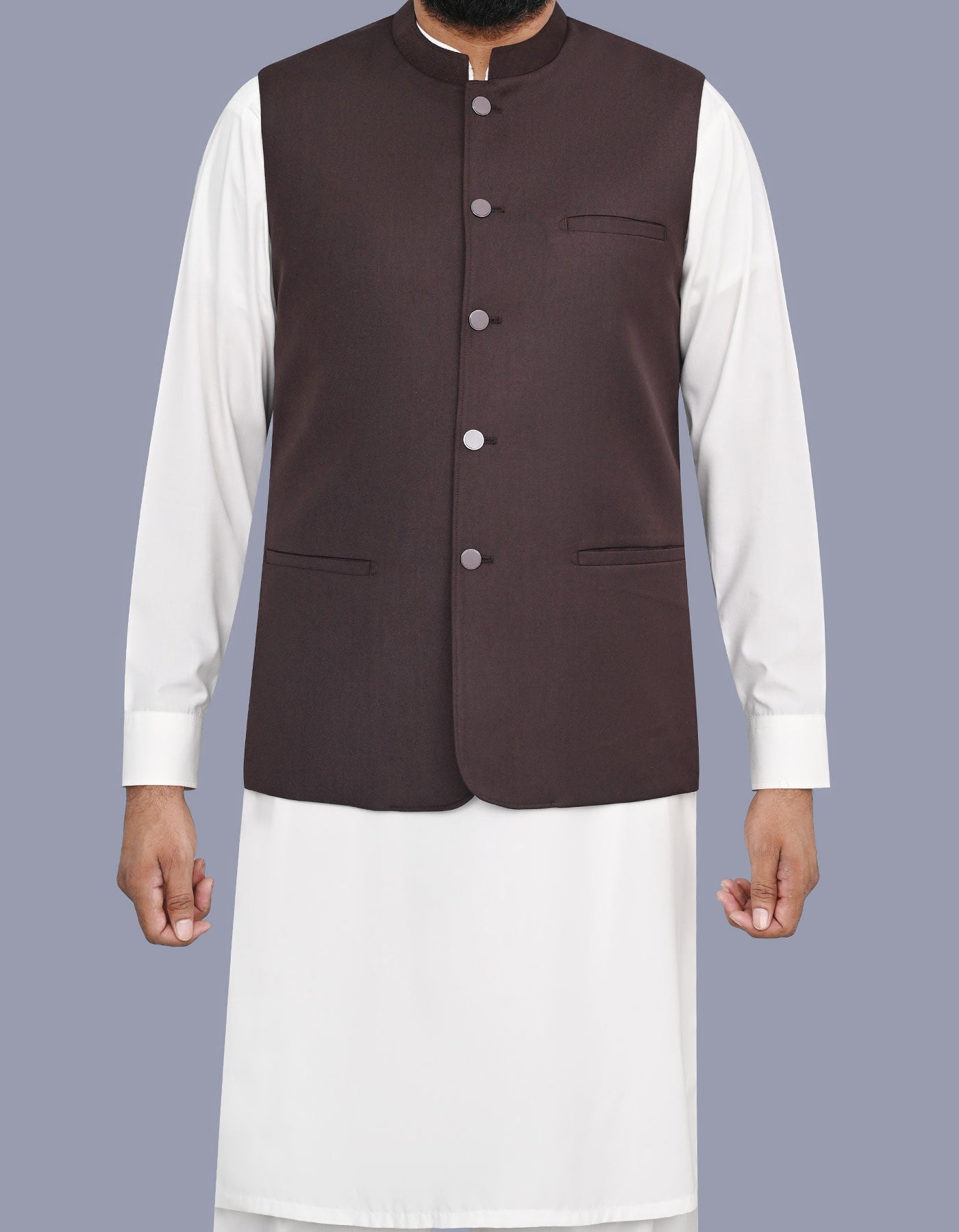 Chocolate Plain Waist Coat WC2645C-34