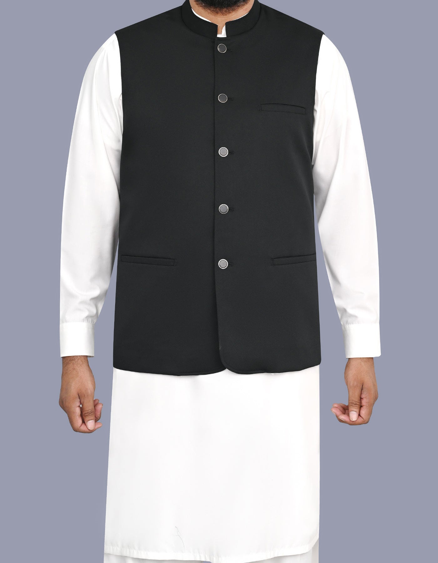 Black Plain Waist Coat WC2647C-34