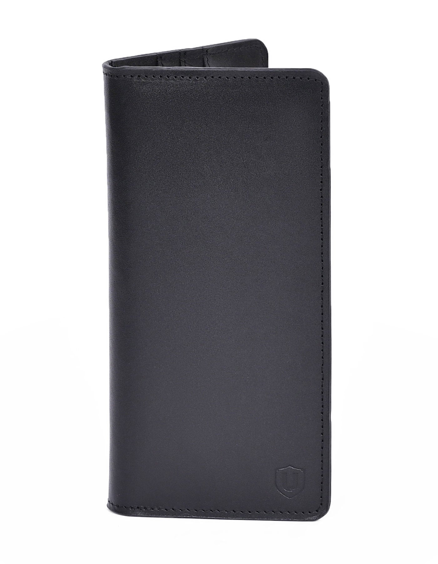 Black 100% Leather Long Wallet