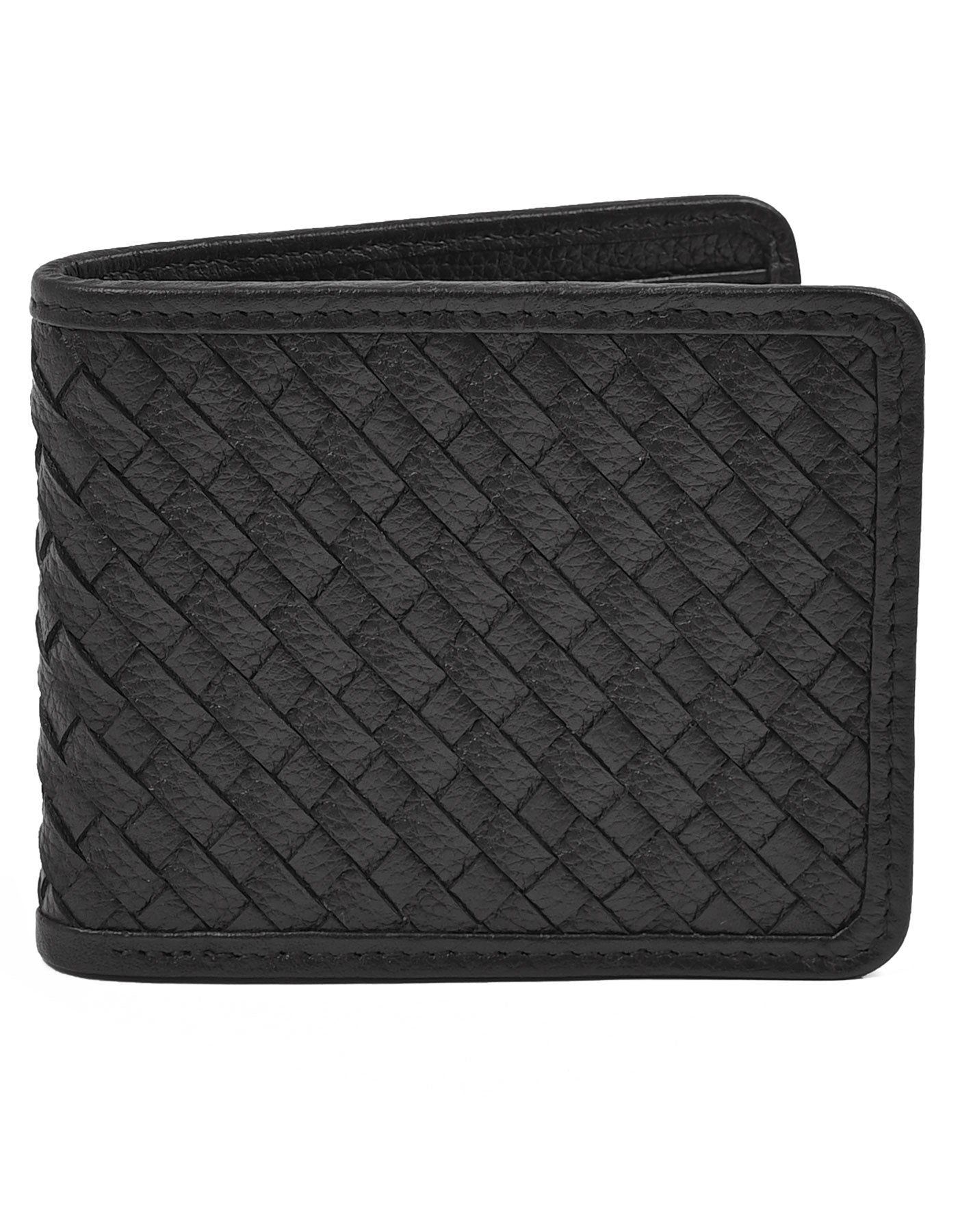 Black Texture 100% Leather Basic Wallet