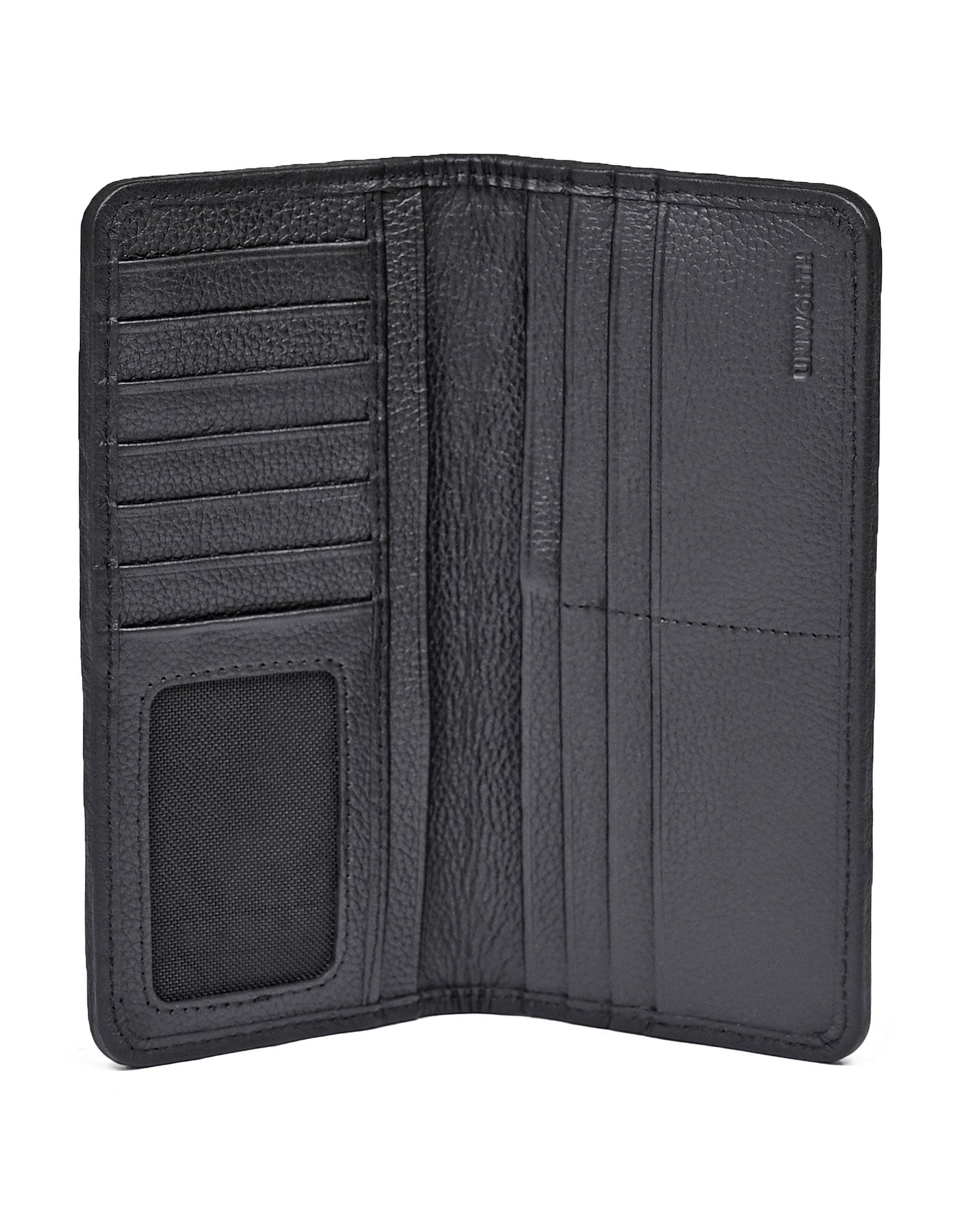 Black Texture 100% Leather Long Wallet