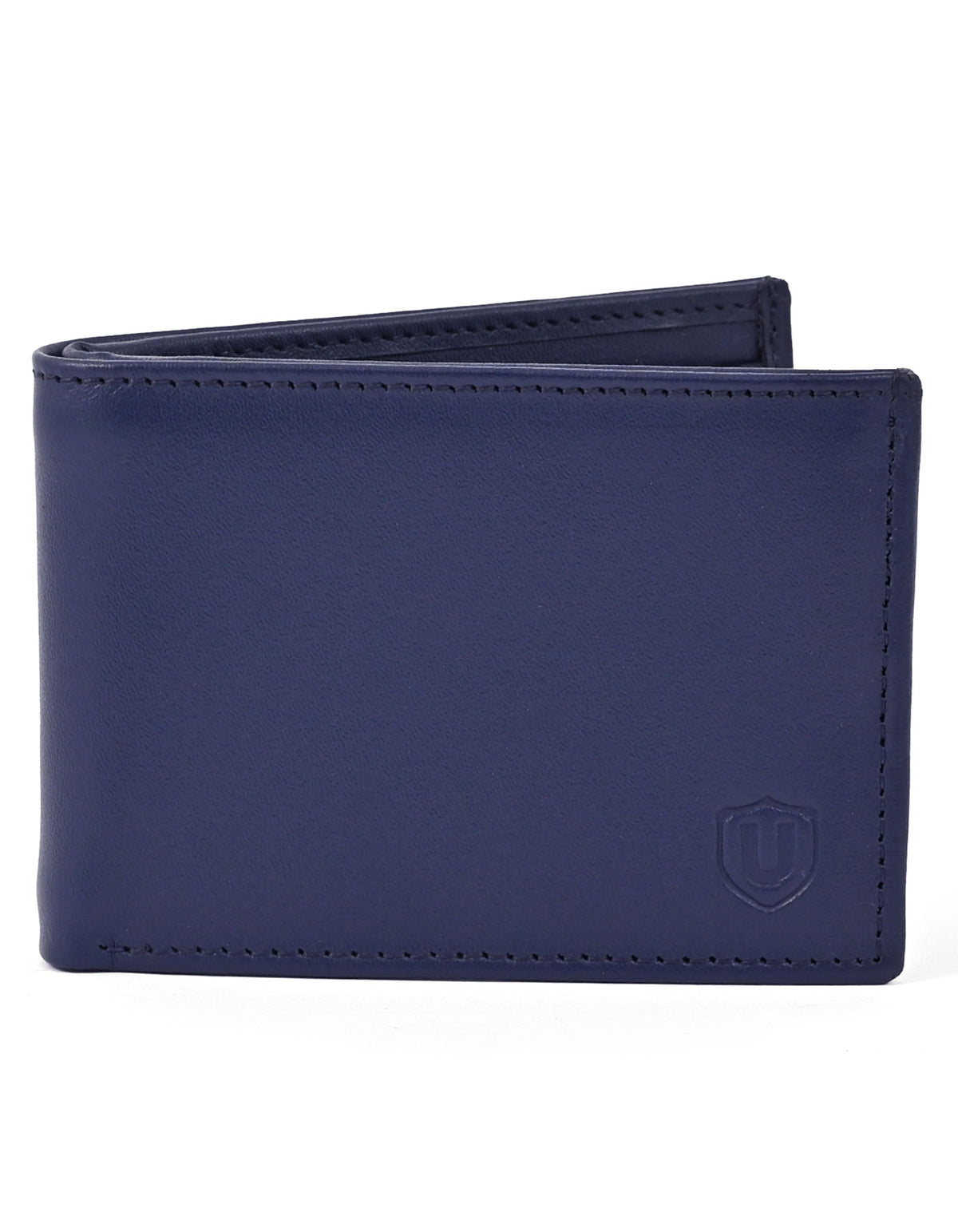 Blue Plain 100% Leather Wallet