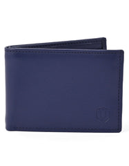 Blue Plain 100% Leather Wallet