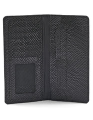 Black Texture 100% Leather Long Wallet