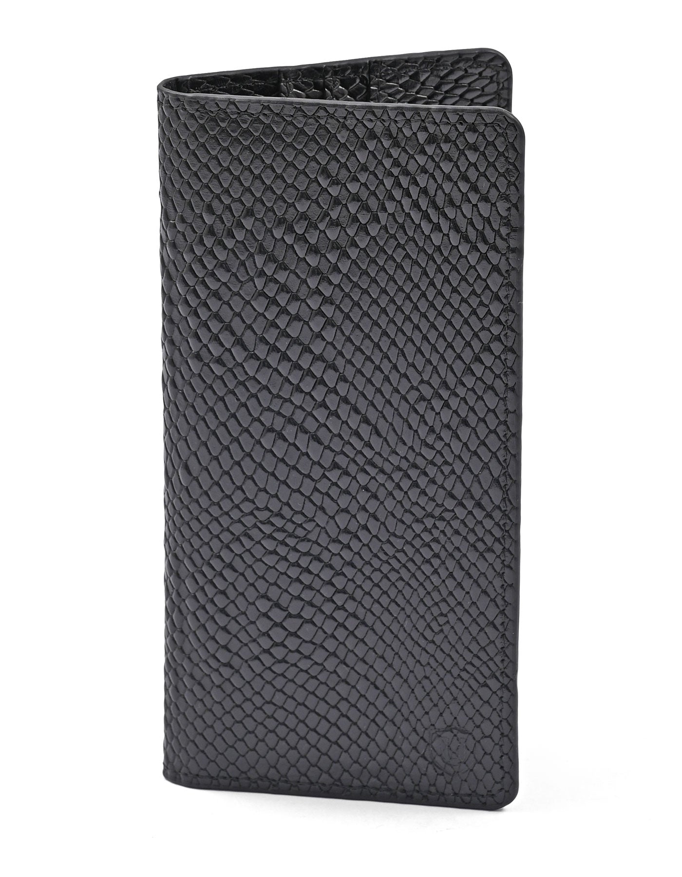 Black Texture 100% Leather Long Wallet