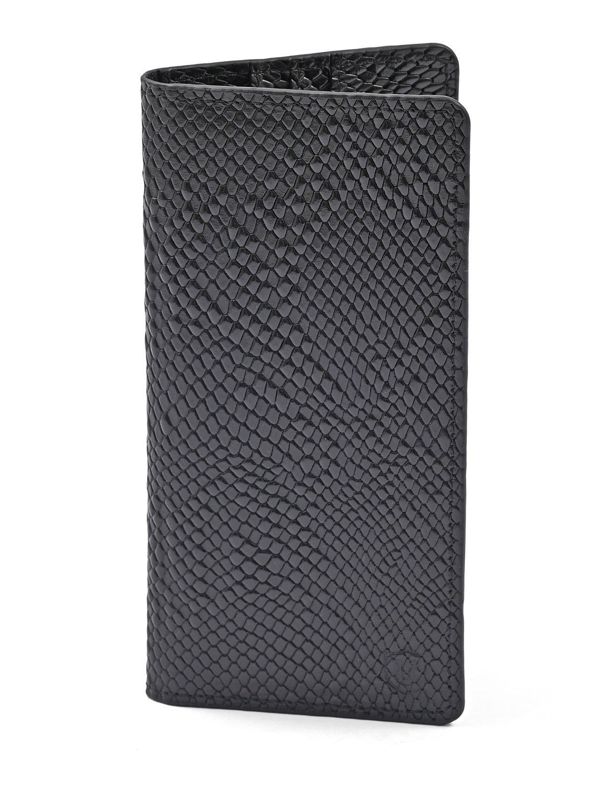 Black Texture 100% Leather Long Wallet
