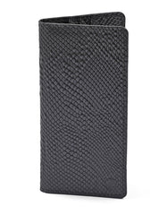 Black Texture 100% Leather Long Wallet