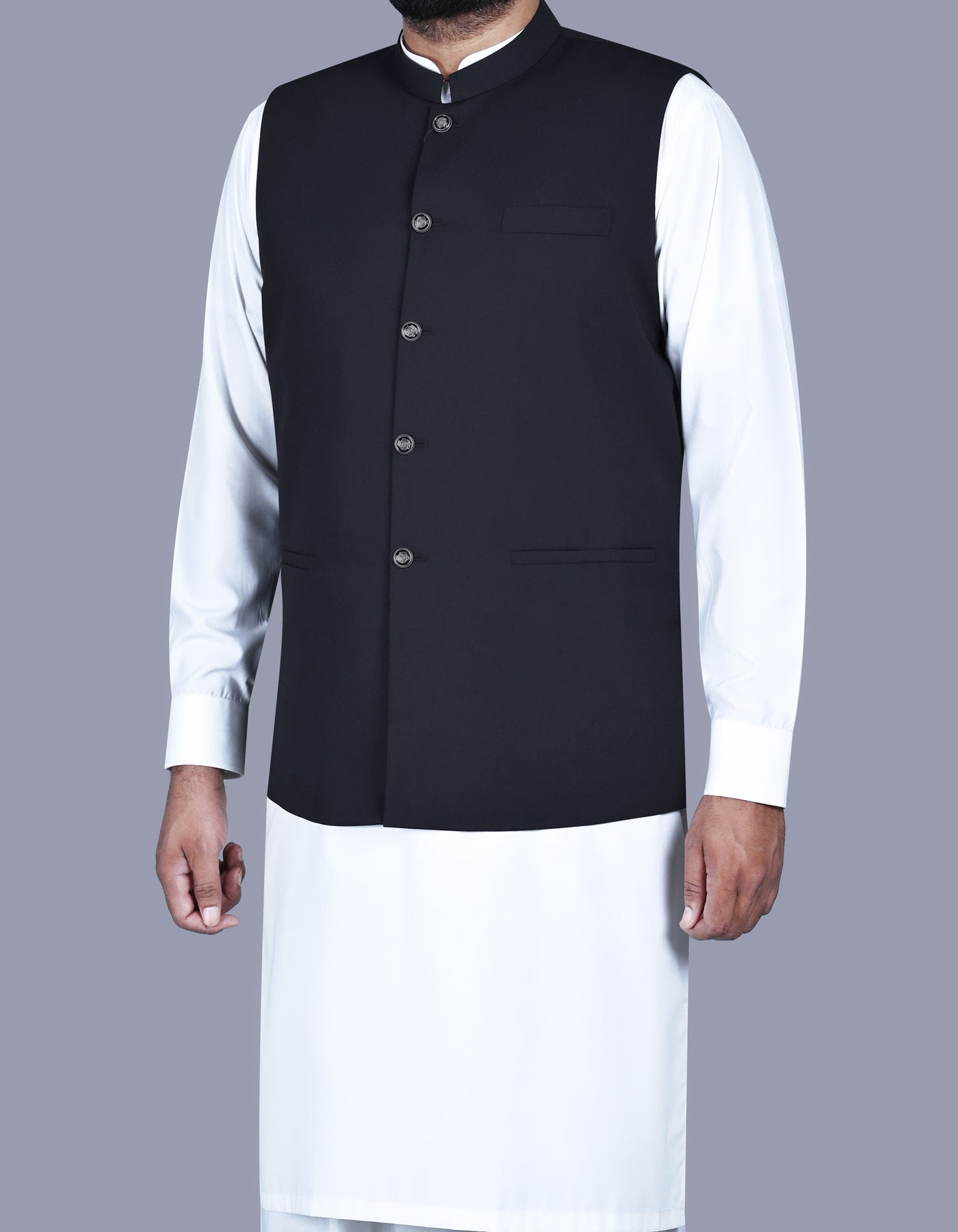 Black Plain Waist Coat WC2520-1S-38