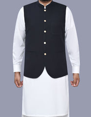Black Plain Waist Coat WC2519-3S-34