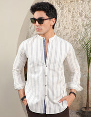 Off White Basic Stripe Casual Shirt CS2445R-M