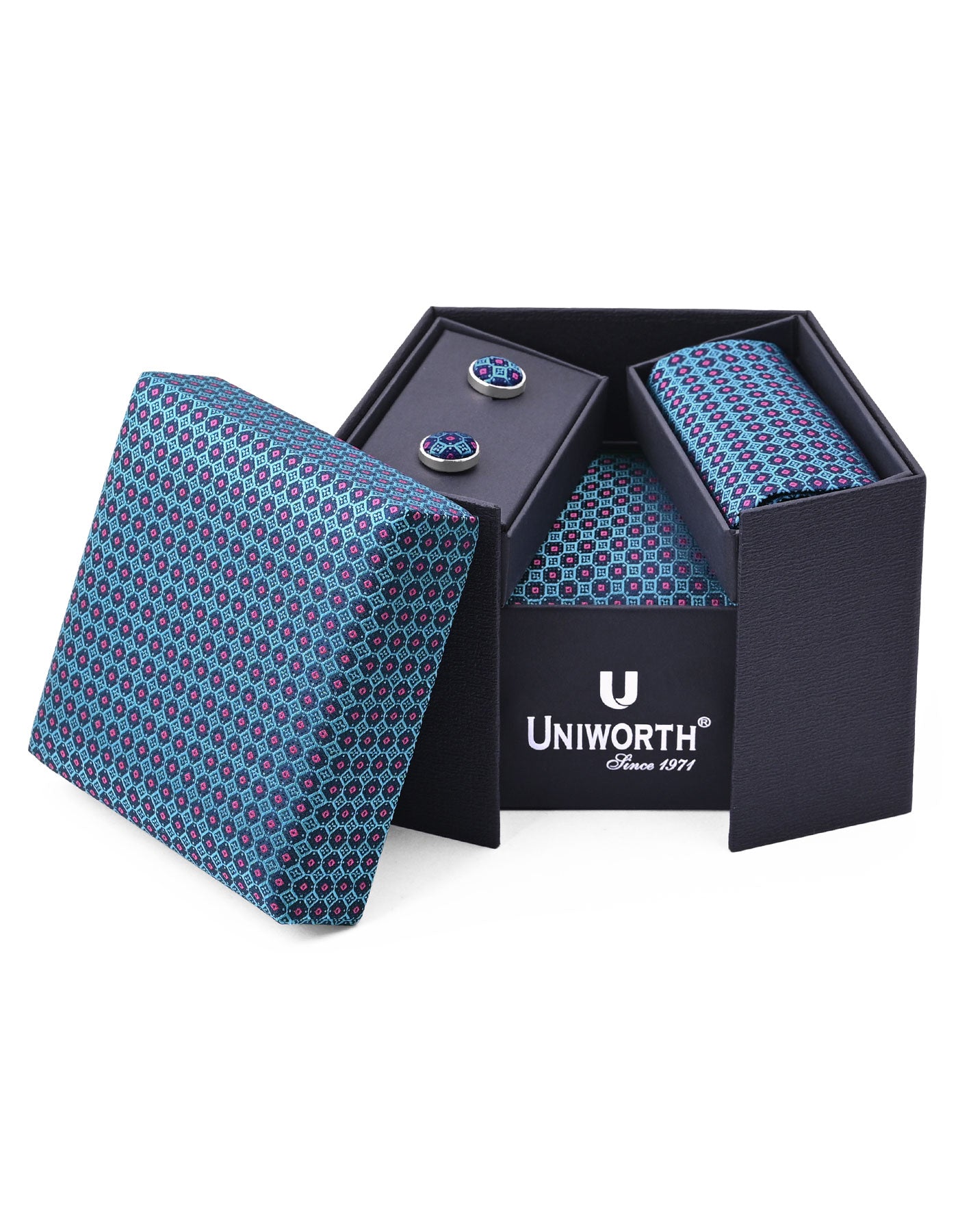 Teal Texture Cufflink Tie Set