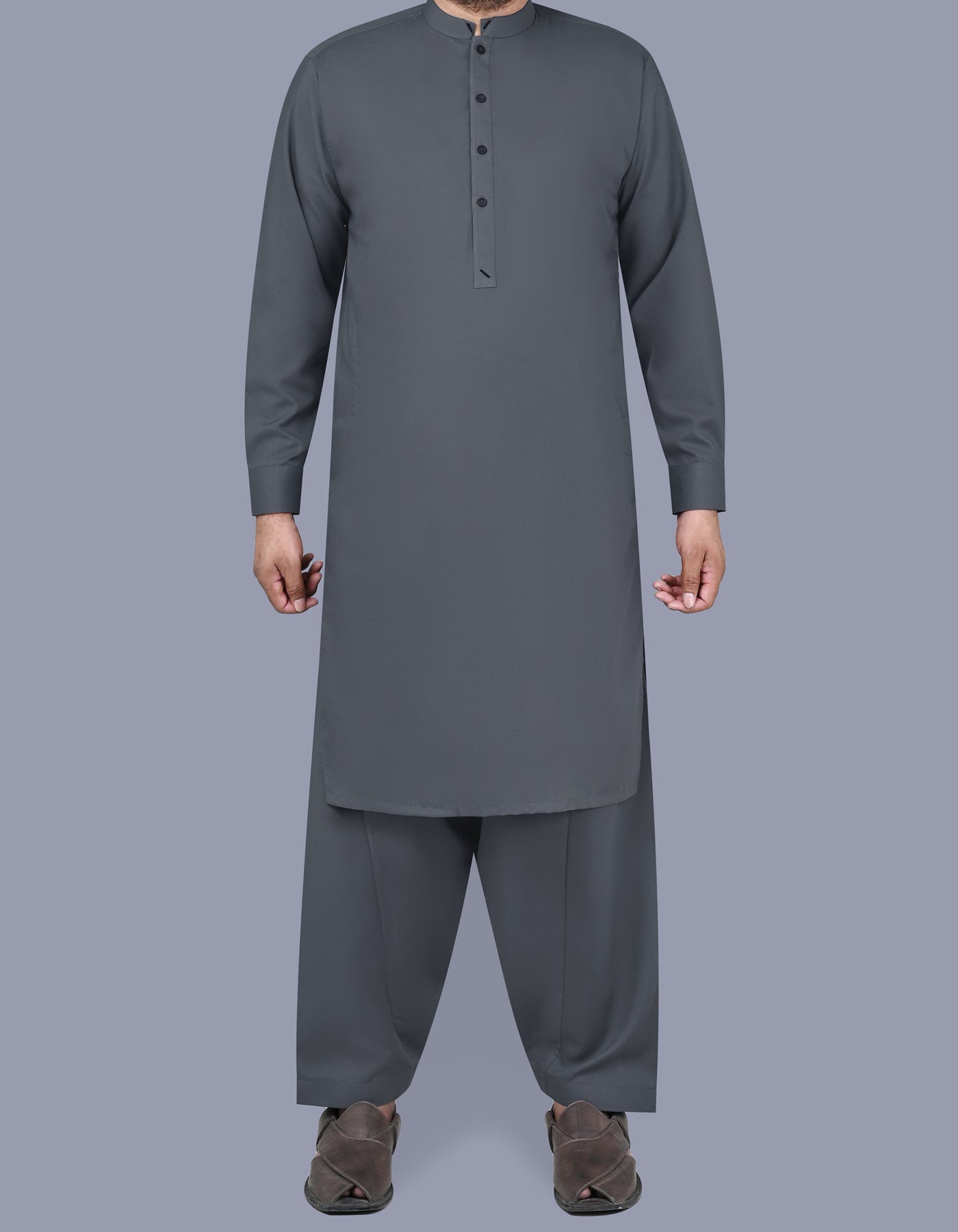 Charcoal Plain Kameez Shalwar KS2517-1R-XS