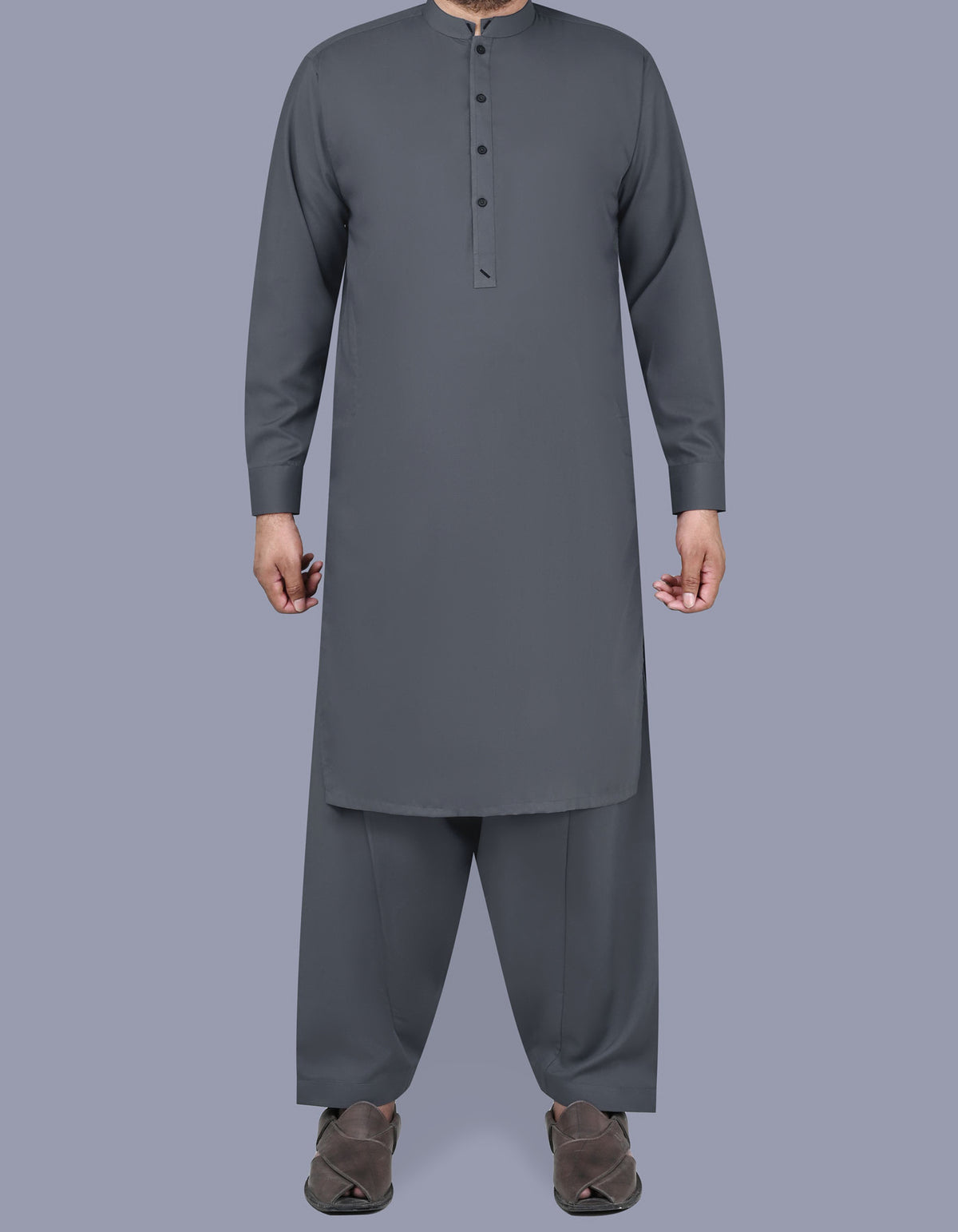 Charcoal Plain Kameez Shalwar KS2517-1R-XS