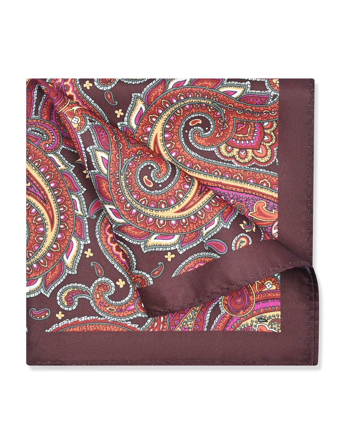 Rust Paisley Pocket Square
