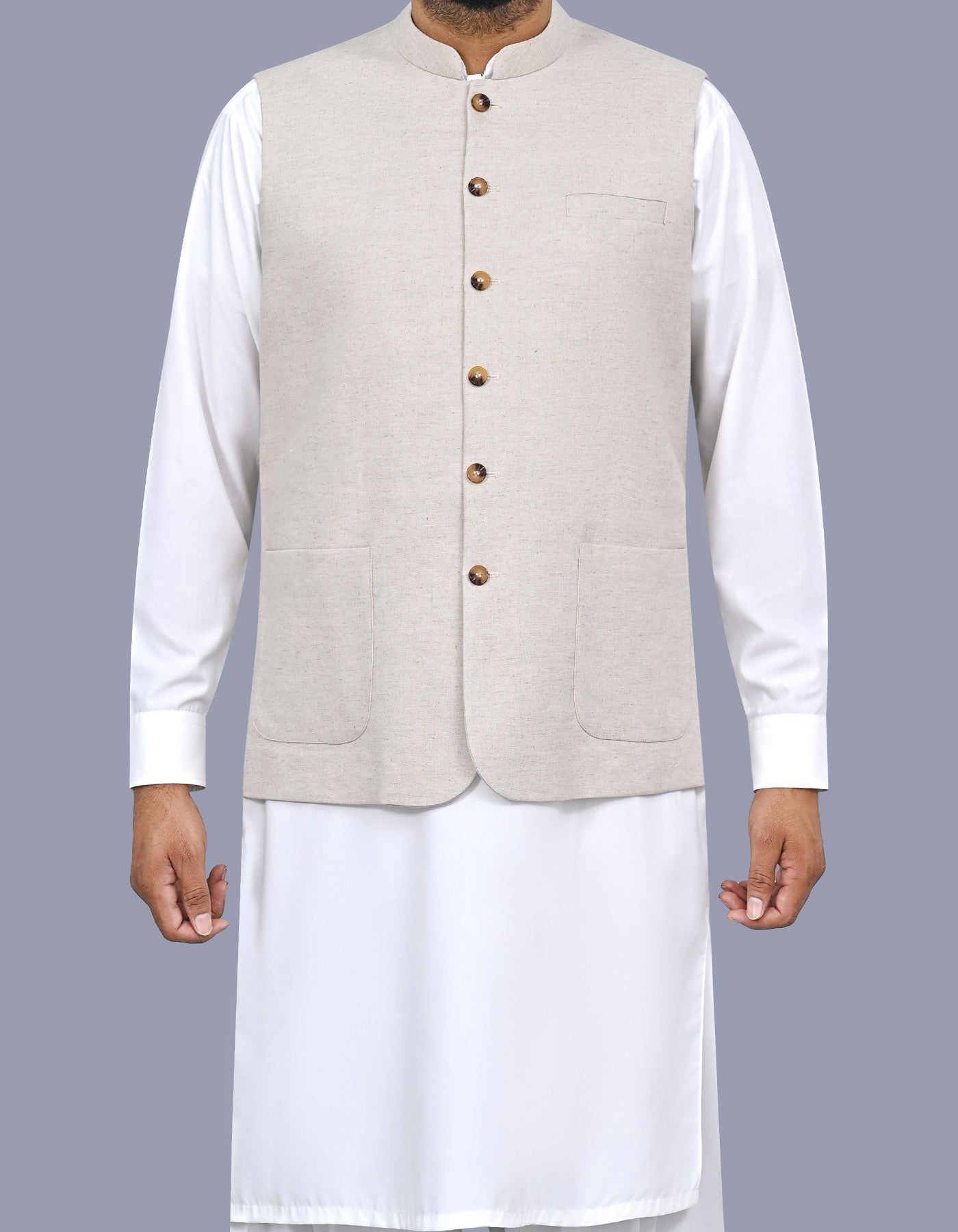 Beige Texture Waist Coat WC2603C-34