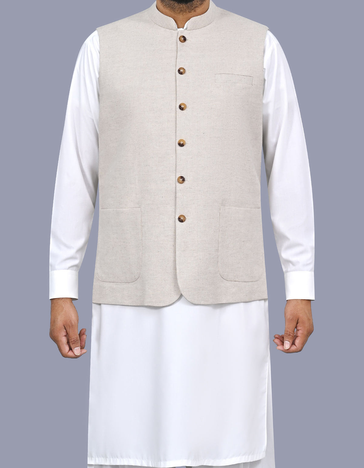 Beige Texture Waist Coat WC2603C-34
