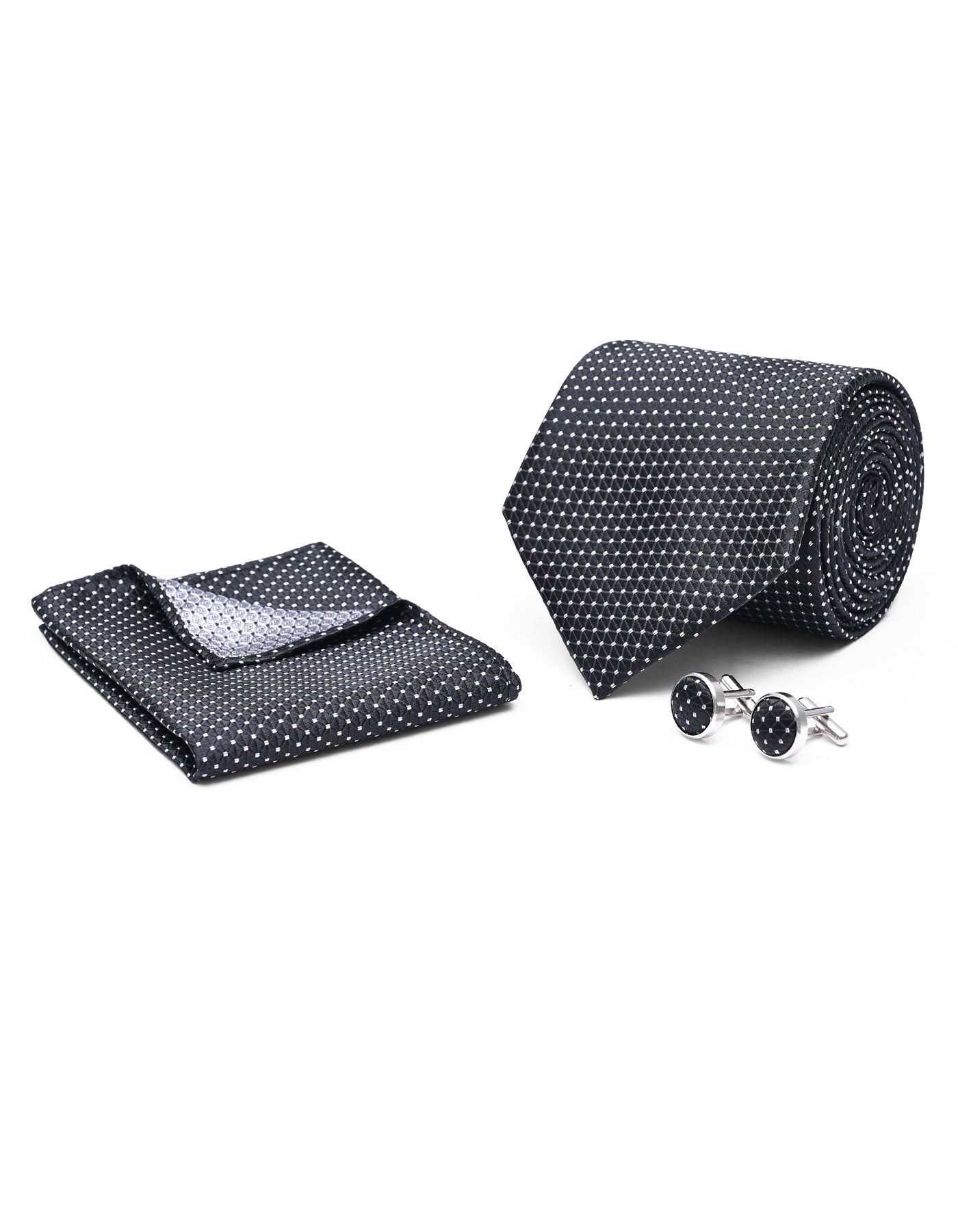 Black Dotted Cufflink Tie Set