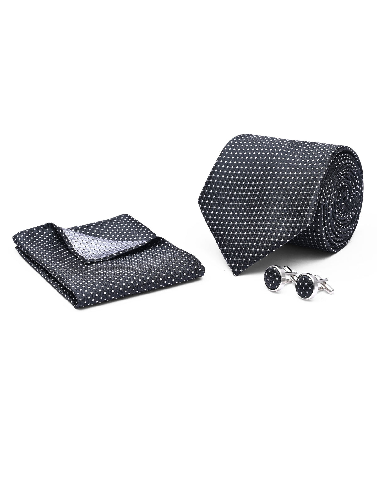 Black Dotted Cufflink Tie Set