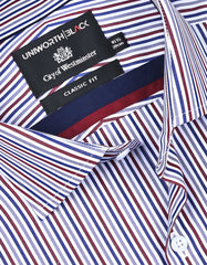 Stripe Maroon Classic Fit Shirt FS2878-2RF-15