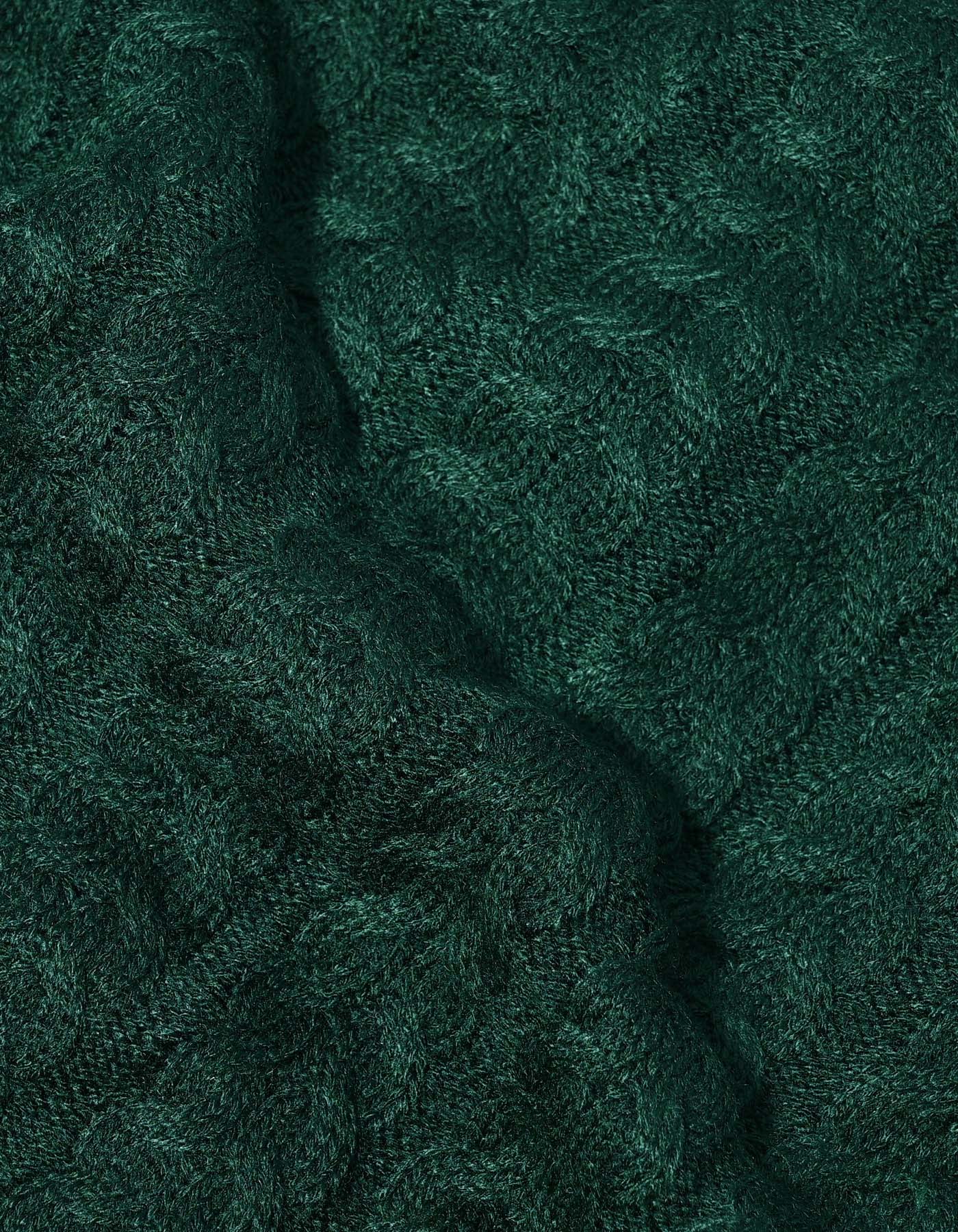Green Cable Knit Shawl Collar Cardigan