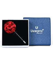 Maroon Floral Coat Lapel Pin