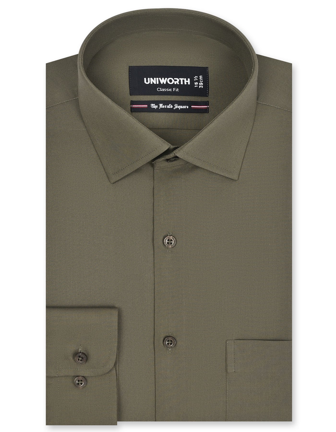 Plain Army Green Classic Fit Shirt FS1657-2RF-14.5