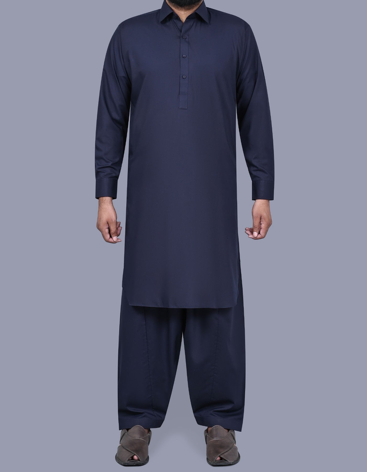 Navy Plain Kameez Shalwar KS2528S-XS