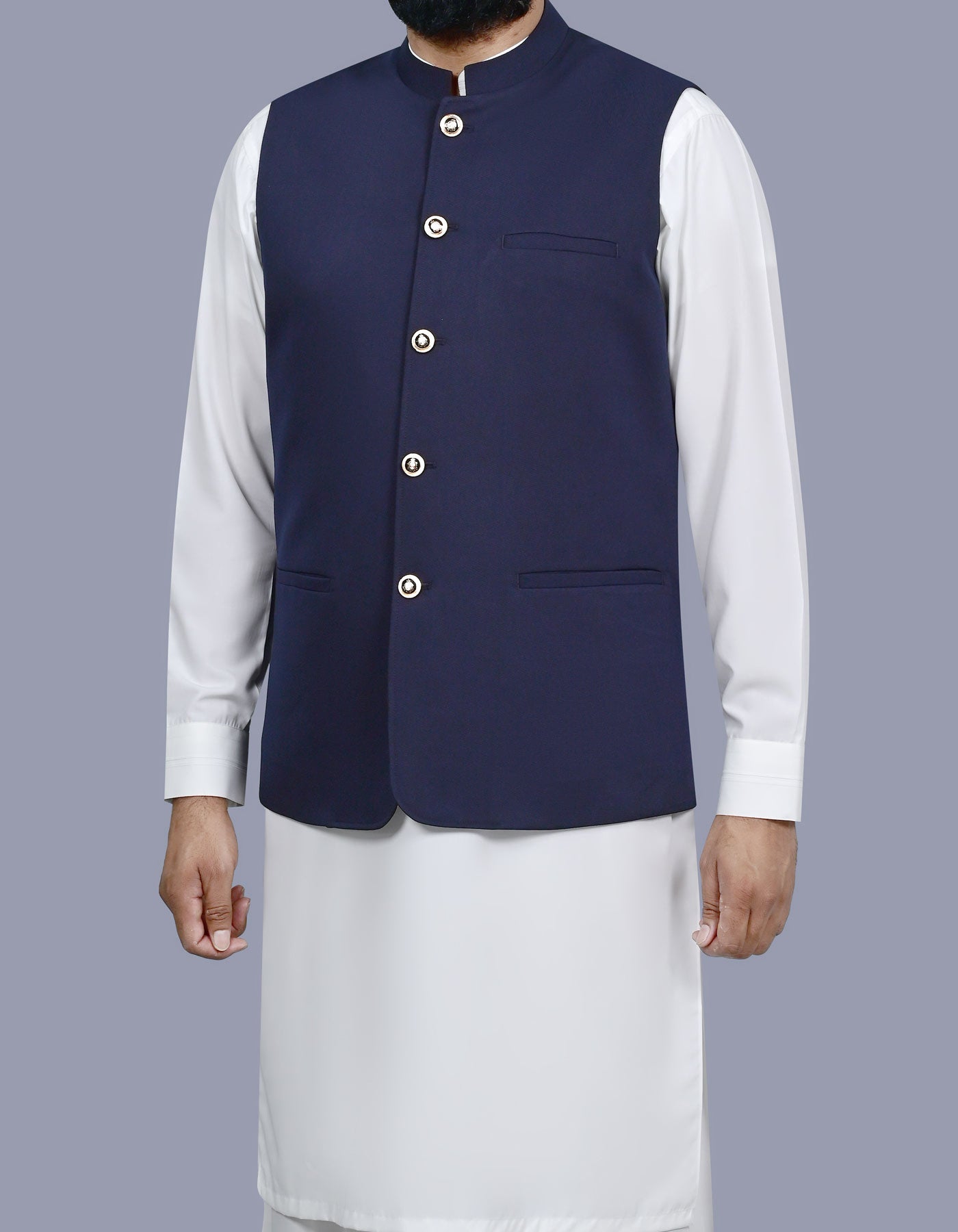Navy Plain Waist Coat WC2616C-38
