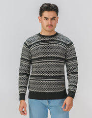 Black Geometric Pull Over SFA2506-M