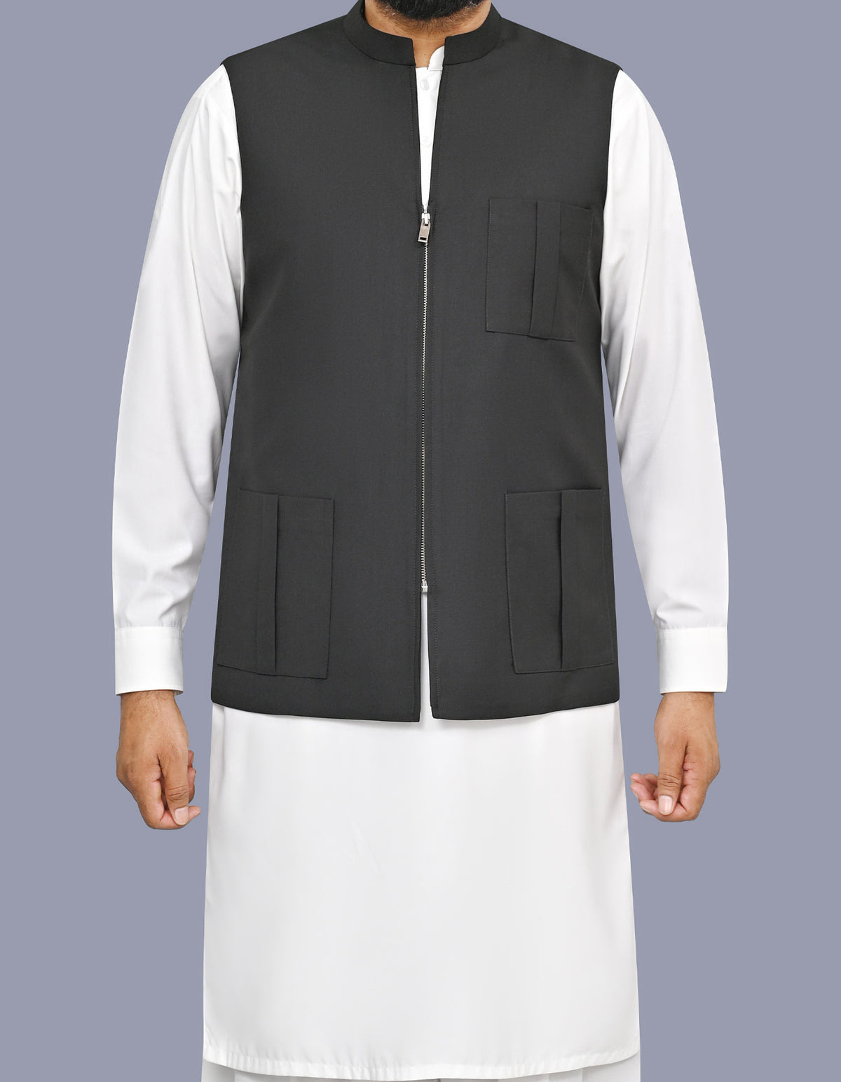 Black Plain Waist Coat WC2623C-34