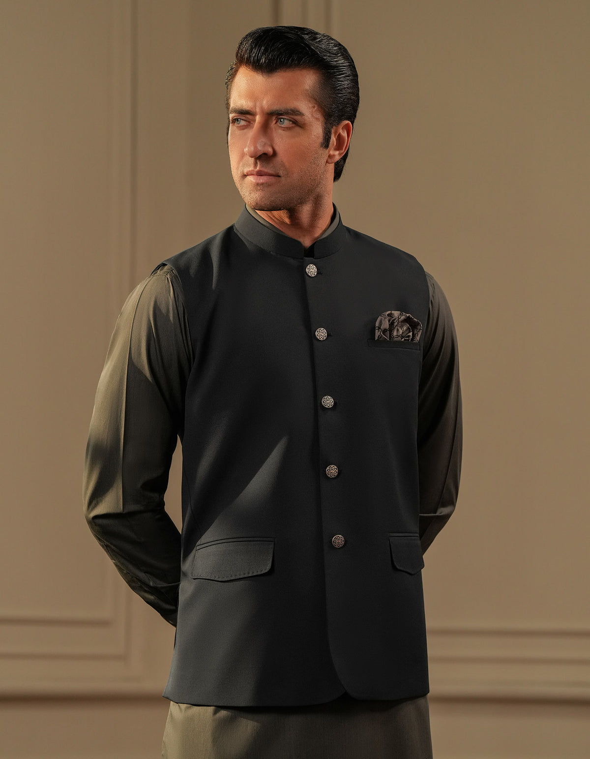 Navy Plain Waist Coat WC2422-1S-34