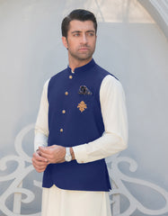 Blue Plain Waist Coat WC2314-3S-34