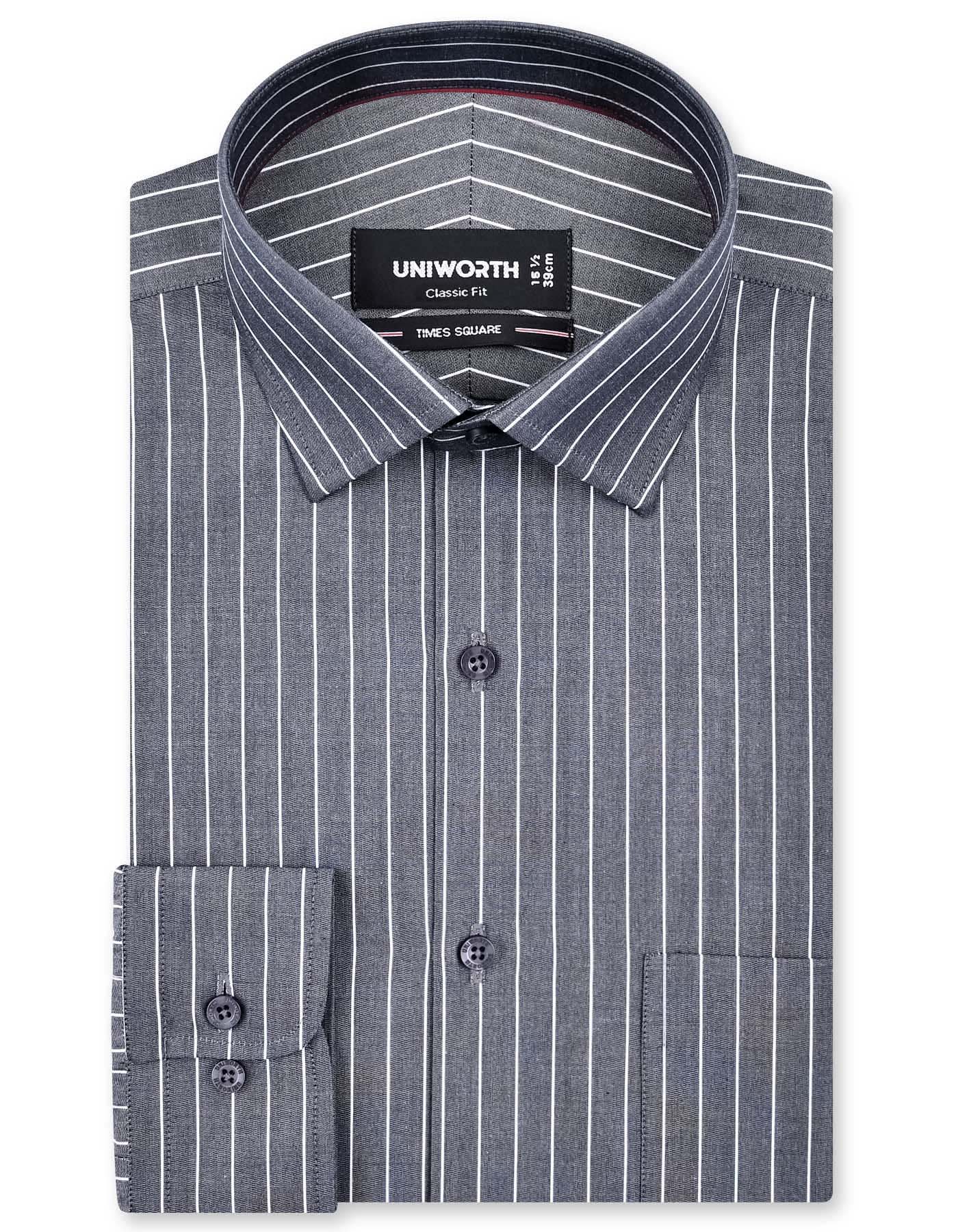Stripe Charcoal Classic Fit Shirt FS2827RF-14.5