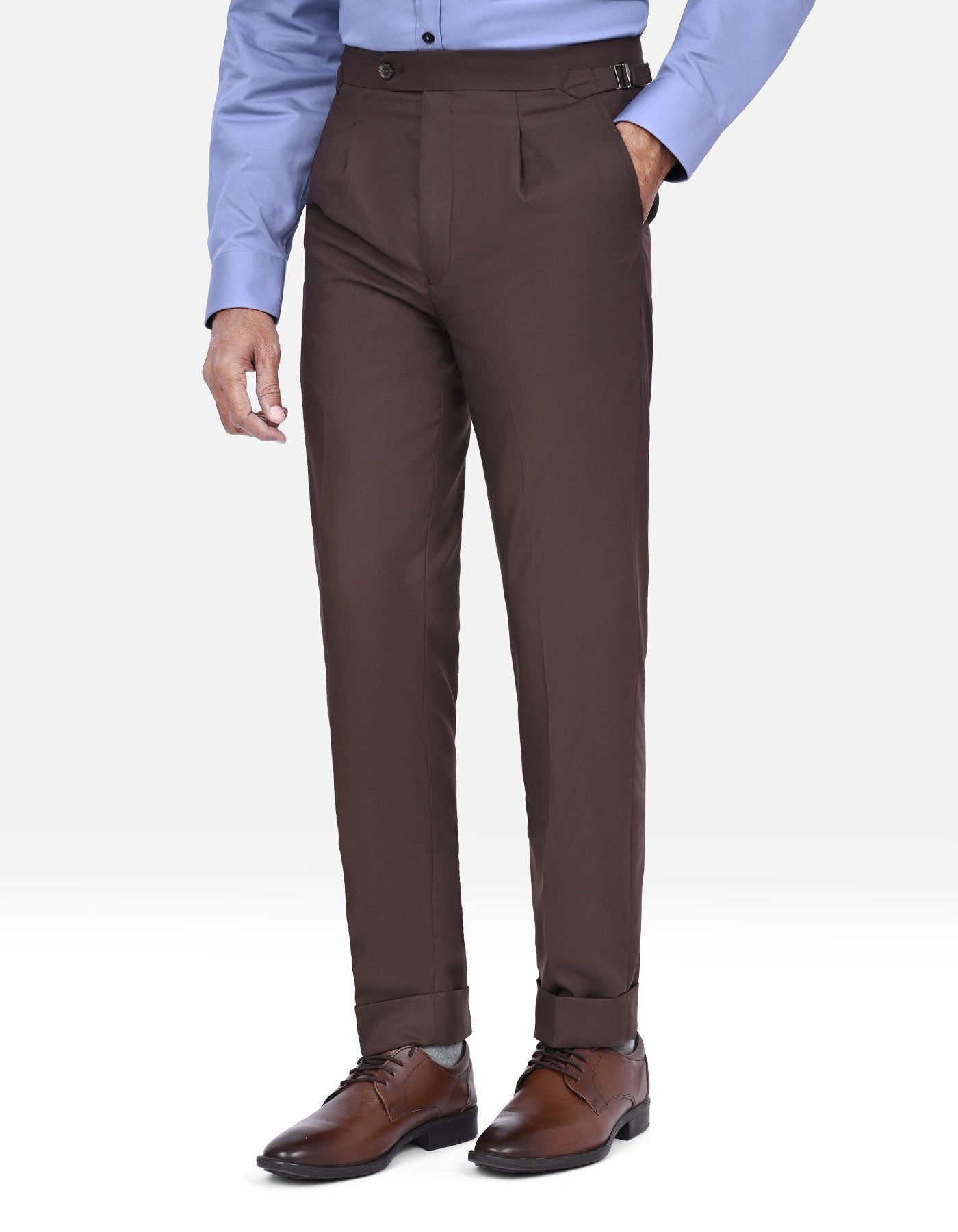 Chocolate Plain Formal Trouser Tailored Smart Fit FT541-1S-30