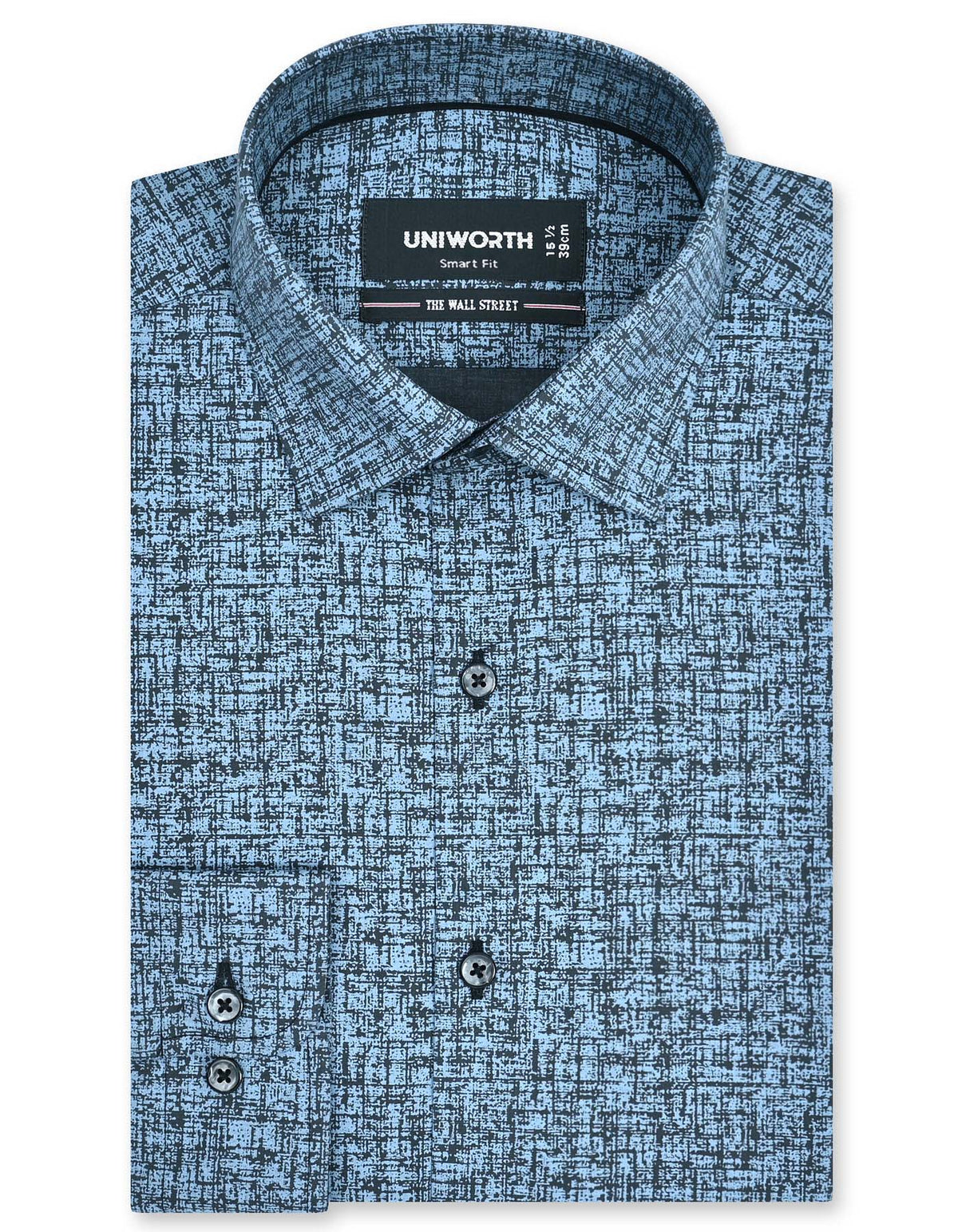 Printed Blue Tailored Smart Fit Shirt FS833-1SF-14.5