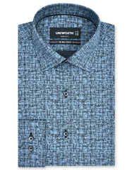 Printed Blue Tailored Smart Fit Shirt FS833-1SF-14.5