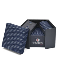 Navy Geometric Cufflink Tie Set