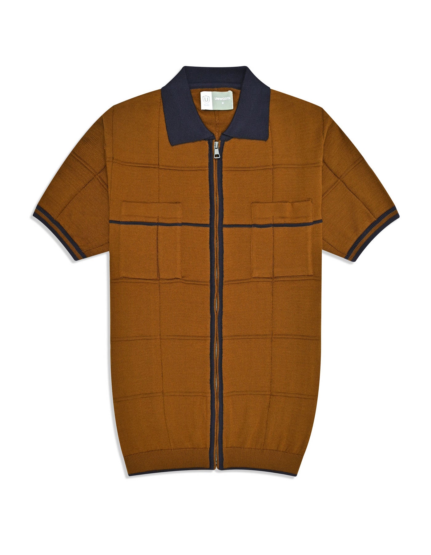 Brown Geometric Full Zipper STP2605-S