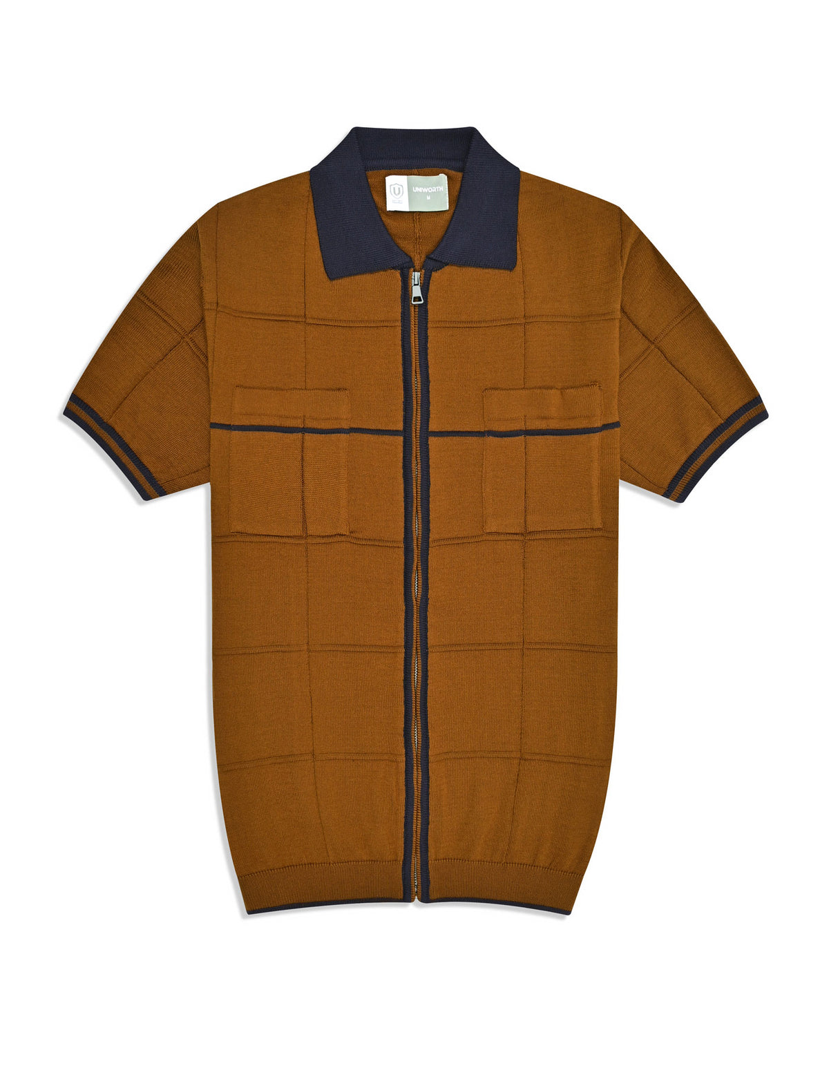 Brown Geometric Full Zipper STP2605-S