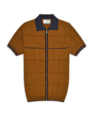 Brown Geometric Full Zipper STP2605-S