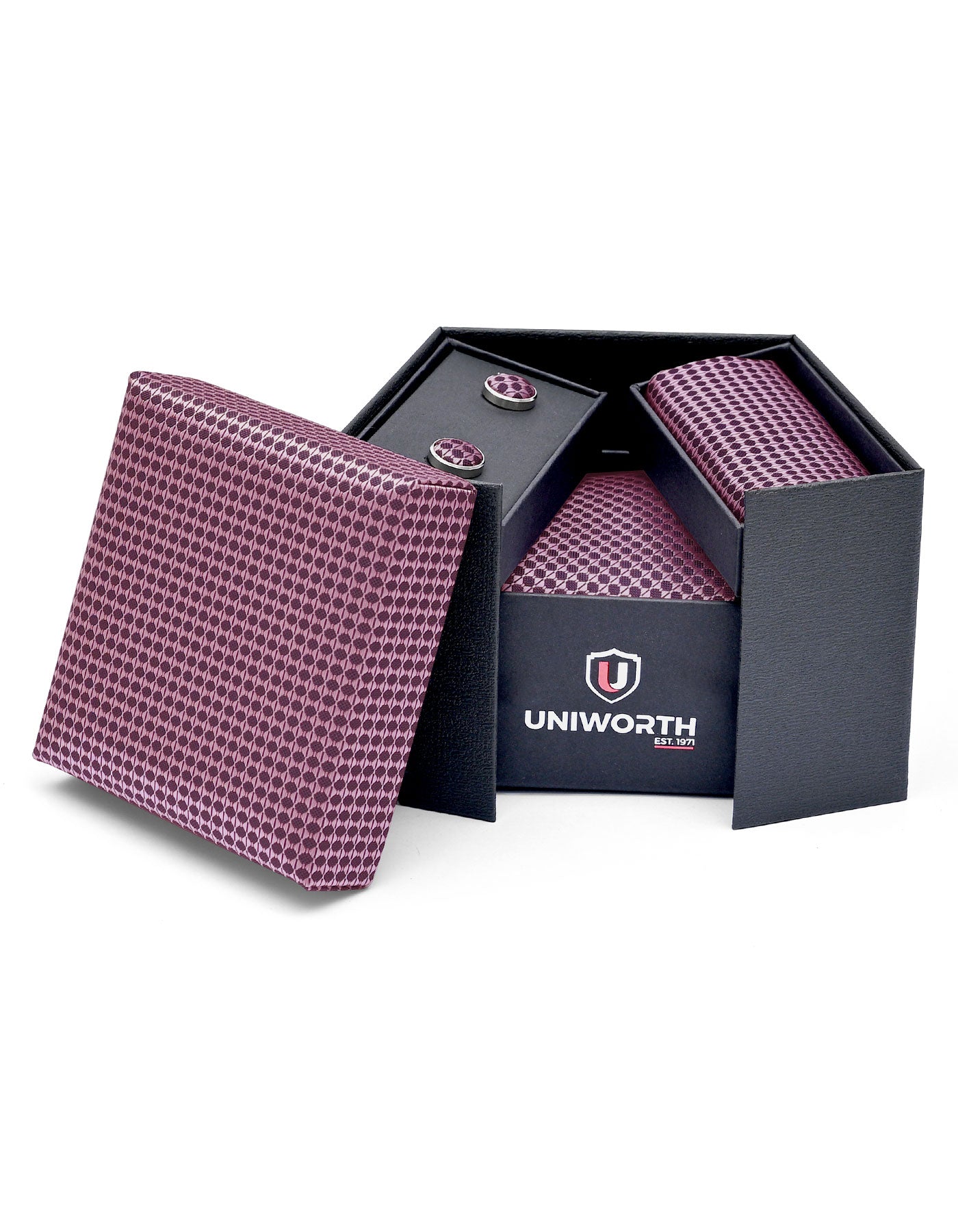 Lavendar Dotted Cufflink Tie Set