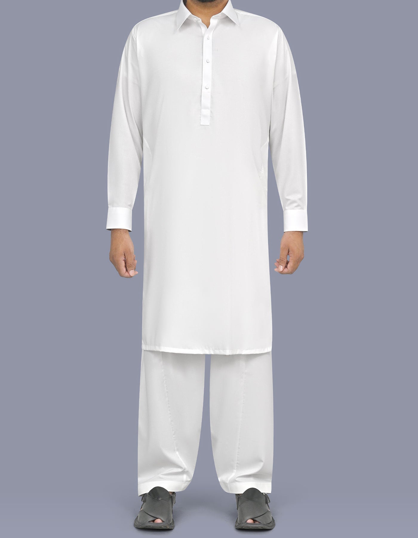 White Texture Kameez Shalwar KS26117R-XS